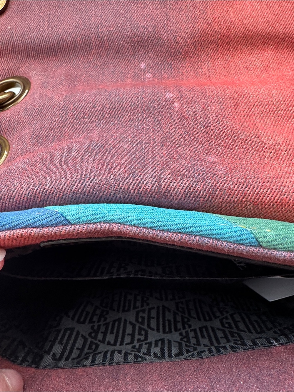 Stunning Kurt Geiger Kensington handbag in multi color denim. - Picture 8 of 13